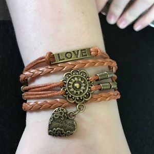 Women's brown leather "Love" bracelet. NWOT